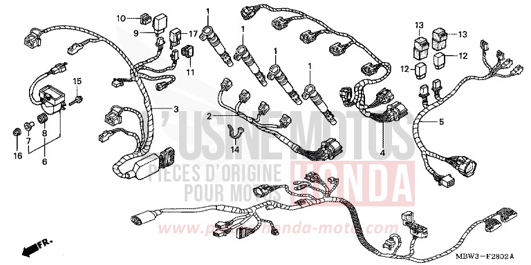 SUB HARNESS for CBR600F VR Special PEARL FLASH YELLOW (Y163) from 2001